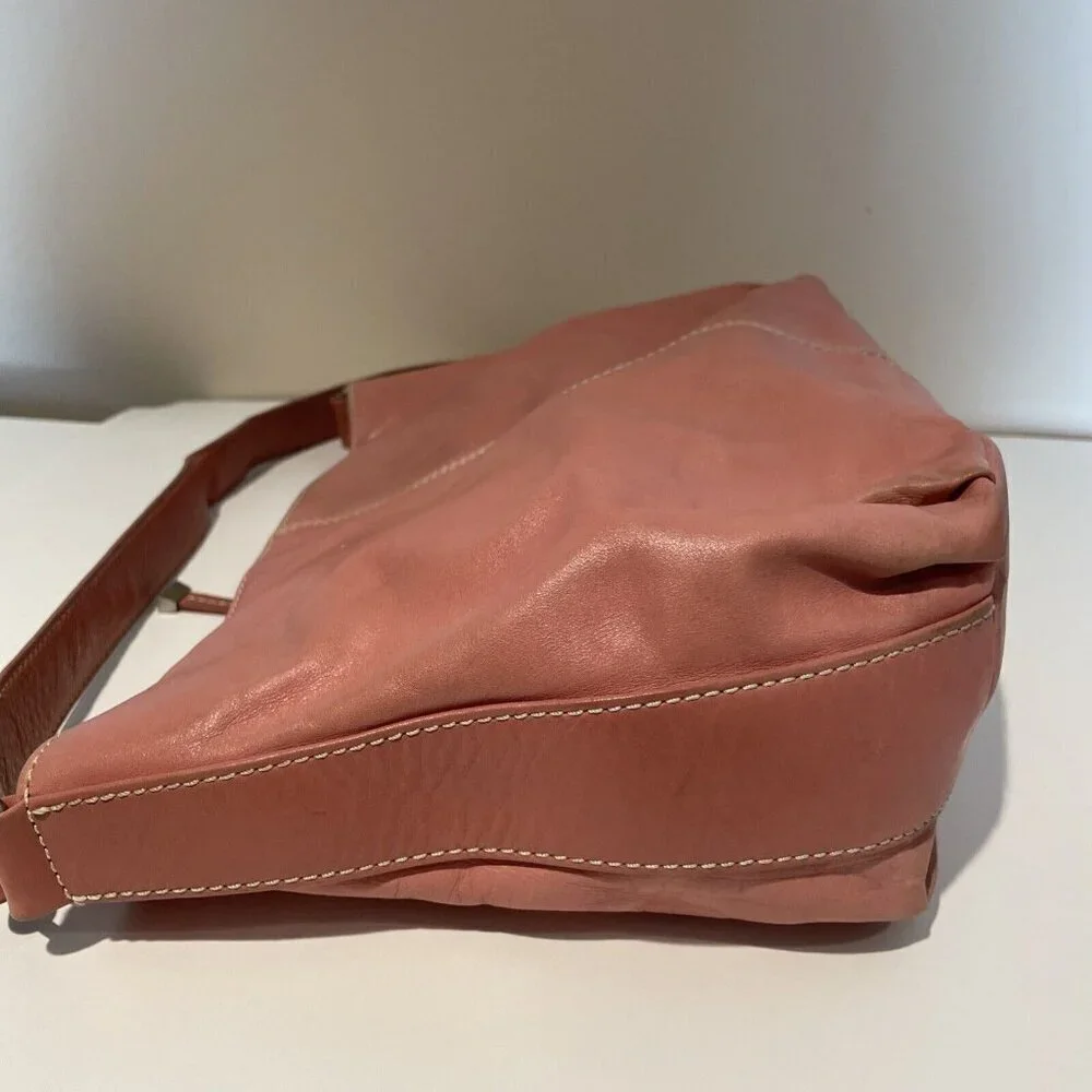 Vintage Etienne Aigner Leather Shoulder Bag Handbag Pink Tassel Bag Charm RARE